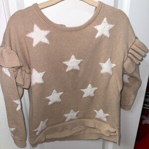 Whitalatin Girls Star Print Ruffle Sleeve Sweater – Size 2T